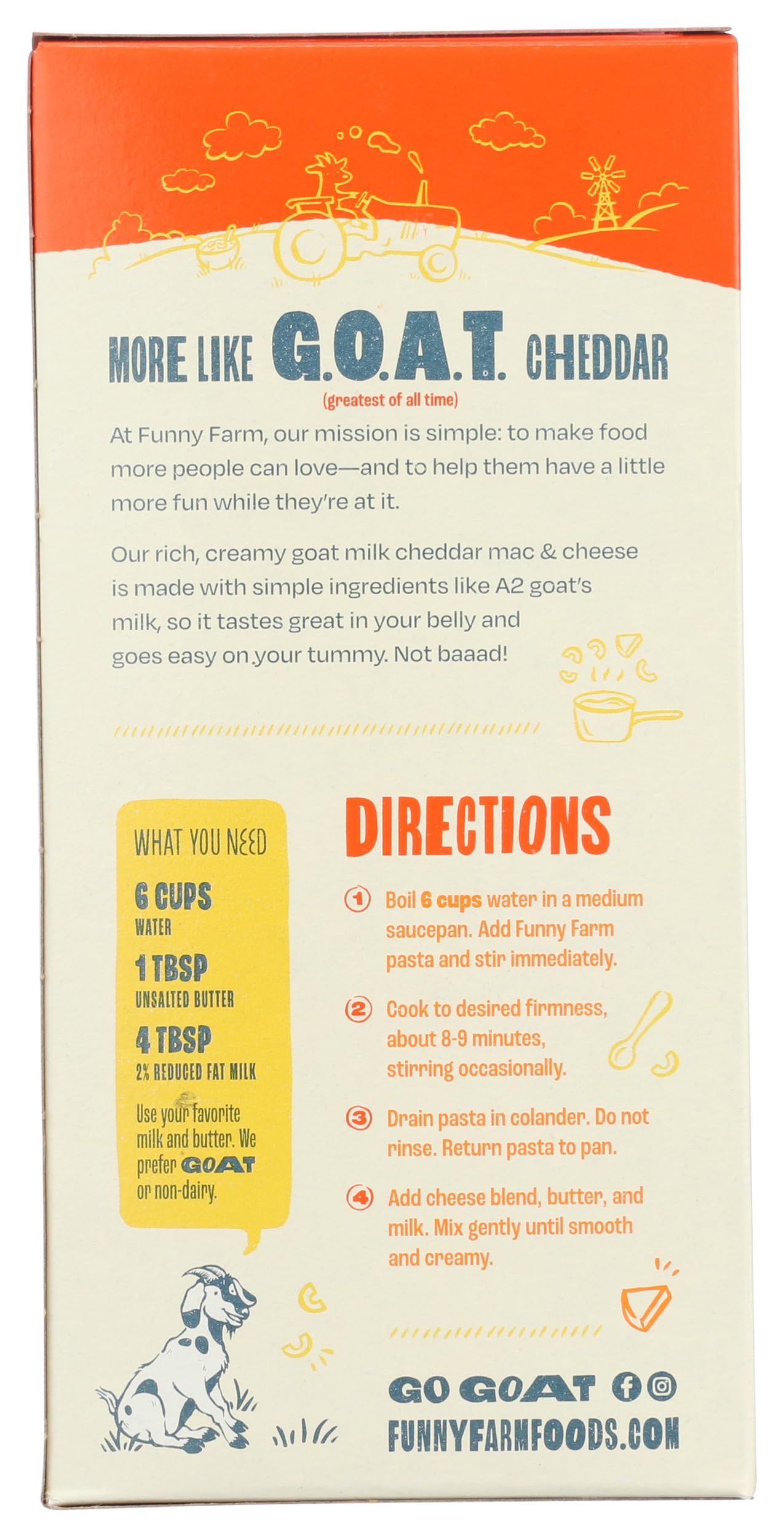 Funny Farm - Macaroni & Cheese Dinner Goat Cheddar Cheese - 6 oz.