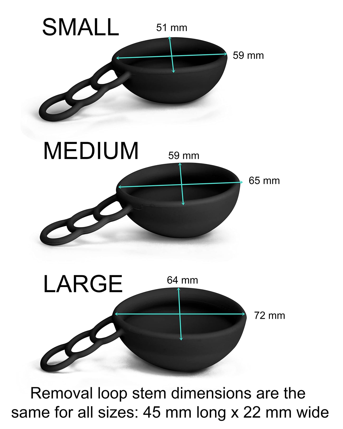 MOONTHLIES Reusable Menstrual Disc | Period Disc with Removal Loop Stem | Alternative to Menstrual Cups for Light or Heavy Flows | Sustainable Alternative to Tampons/Pads (Black, Set of 2 Small)