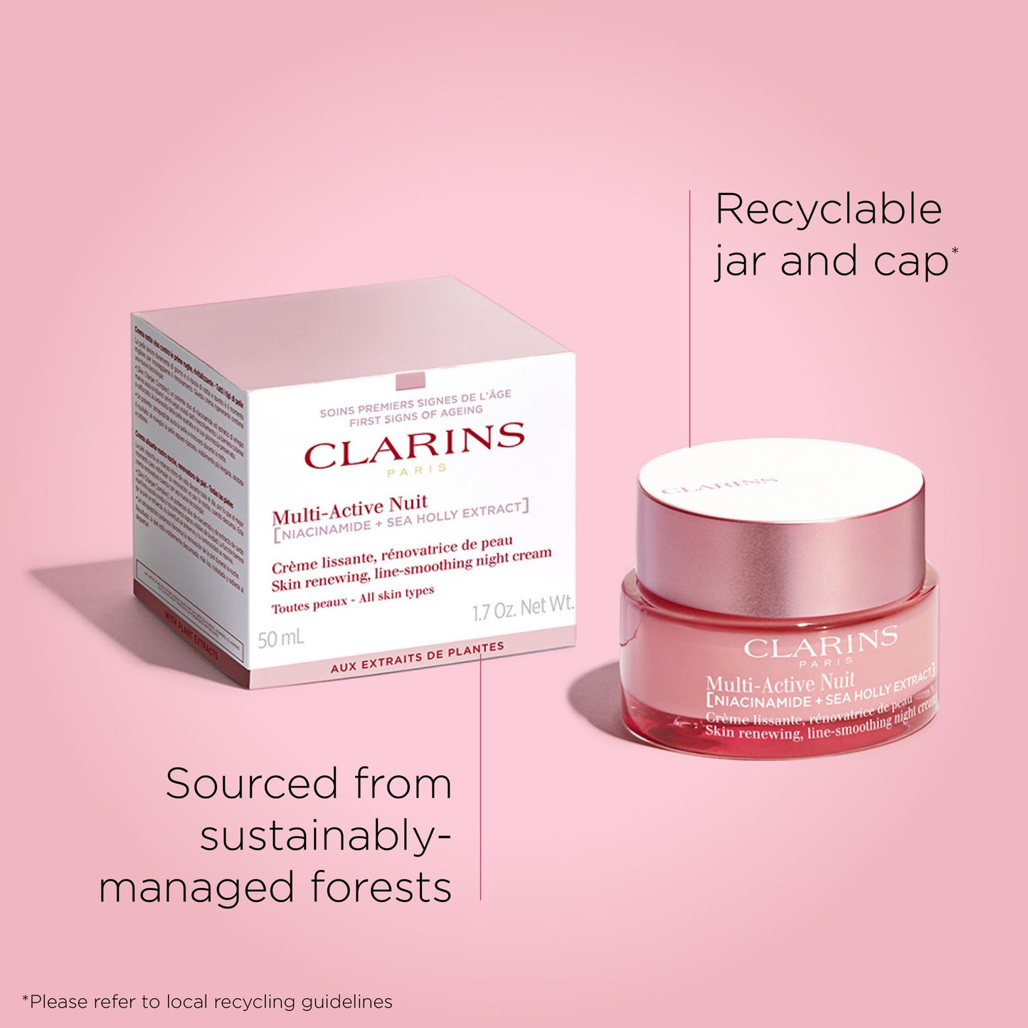 Clarins NEW Multi-Active Renewing Night Moisturizer with Niacinamide | Smooth Fine Lines Visibly Tighten Pores Even Tone and Texture Boost Glow Strengthen Moisture Barrier Skin