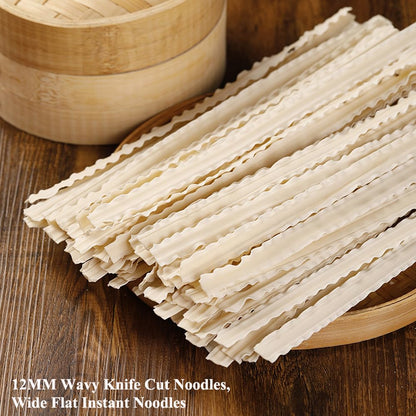 Fraunitsh Knife Sliced Noodles 17.63oz/500g, Instant Knife Shaved Noodles Wavy Knife Cut Noodles Unflavored, Chinese Asian Flat Dry Wide Noodles Hand-Cut Noodles, dao xiao mian, Quick Cooking