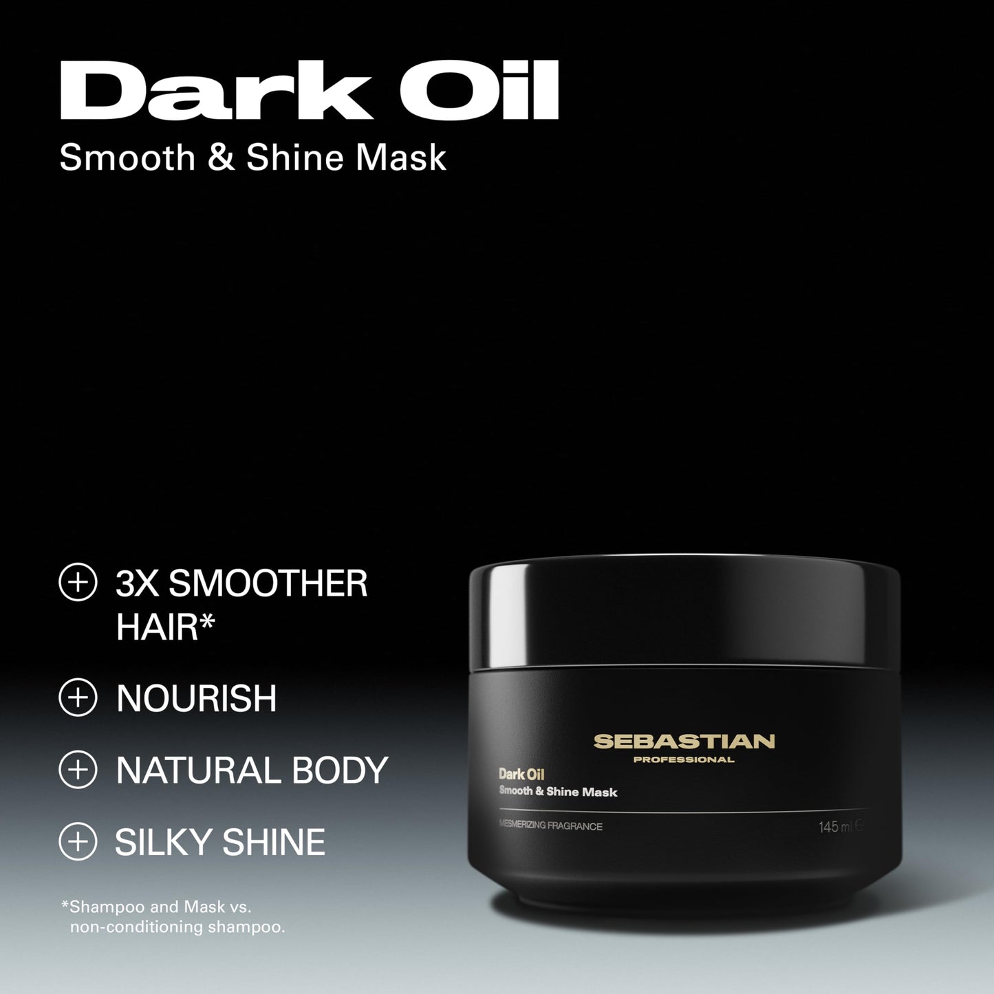 Sebastian Professional Dark Oil Smooth and Shine Mask | Lightweight Hair Styling Oil | Infused with Sandalwood, Cedarwood, & Argan Oils | 4.9 fl oz