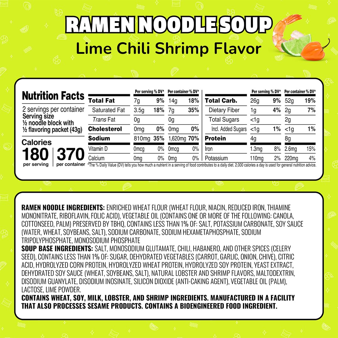 Maruchan Ramen Lime Chili Shrimp Flavor, 3.0 Oz, Pack of 24