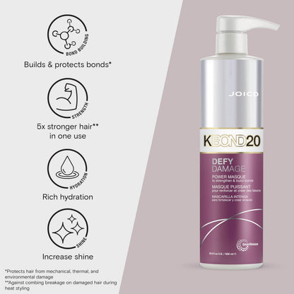 Joico Defy Damage KBOND20 Power Masque | For Stronger, Hydrated Hair | Color-Safe | Rebuild & Protect Bonds | Paraben-Free | Animal-Test Free Formula