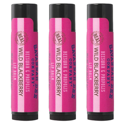 Savannah Bee Company Lip Balm - Silky Smooth Natural Balm (Wild Blackberry 3 pack)