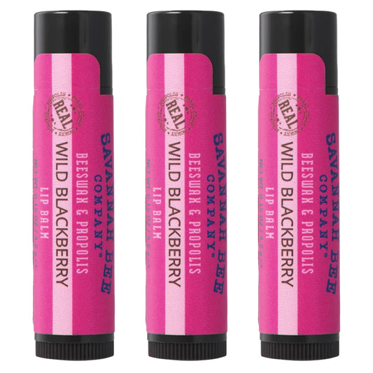 Savannah Bee Company Lip Balm - Silky Smooth Natural Balm (Wild Blackberry 3 pack)