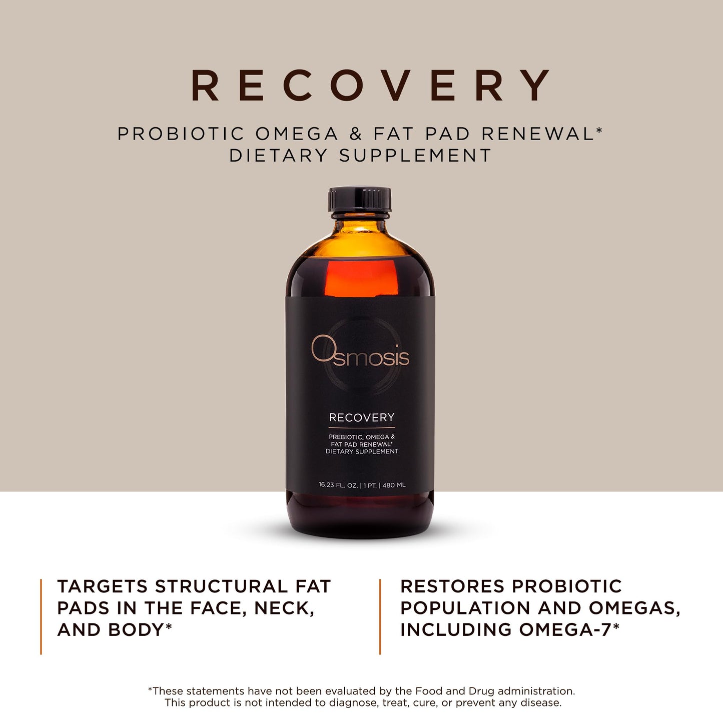 Osmosis Recovery Supplement, Supports Renewal of Fat Pads, For Youthful Looking Skin, 16.23 Fl Oz