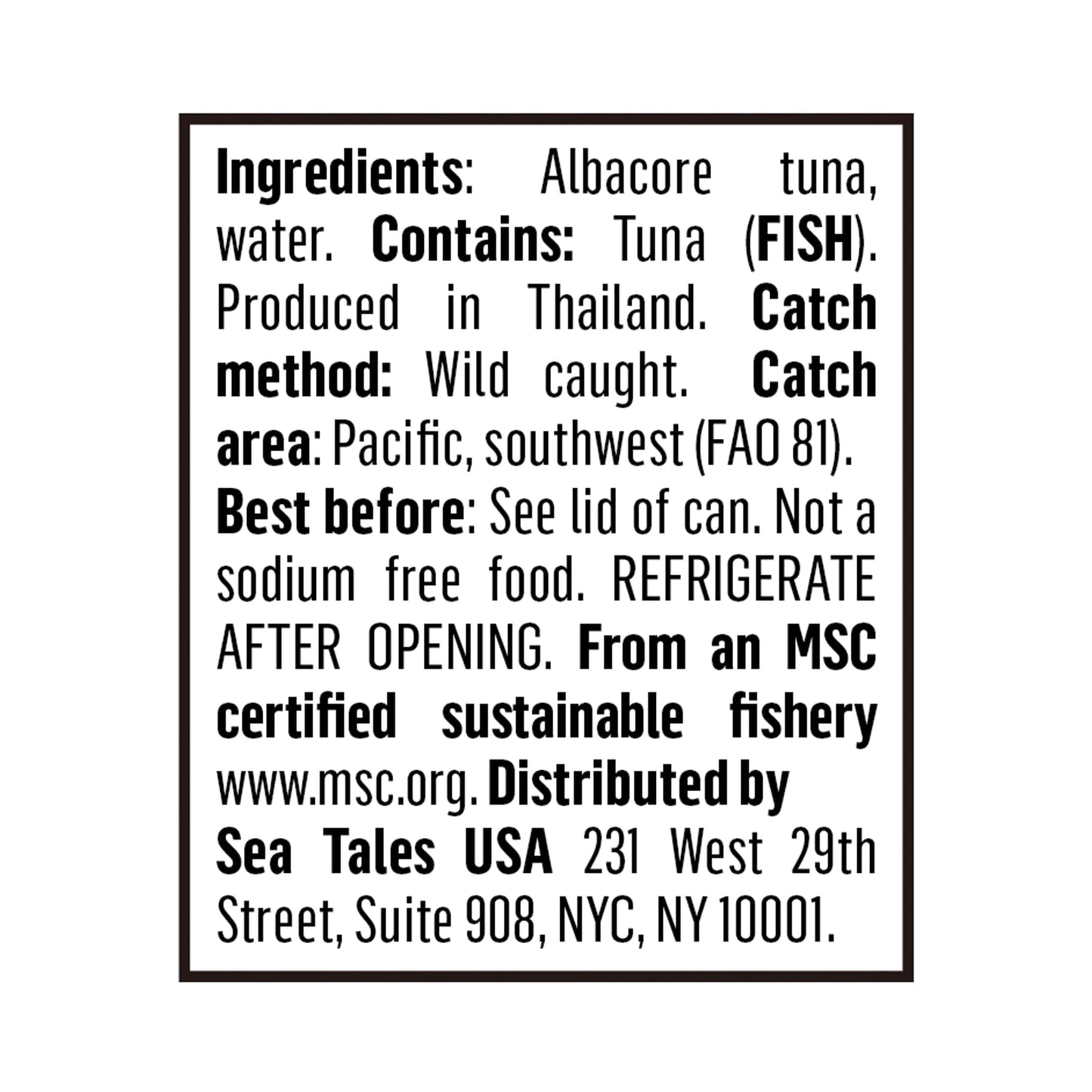 Sea Tales Solid White Albacore Canned Tuna in Water - No Salt Added - 100% Pole & Line Wild Sustainably Caught - BPA Free - High Protein Food - Keto Friendly - 5 oz. Cans (Pack of 12)