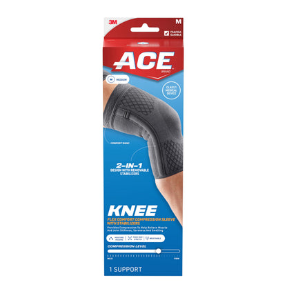 ACE Brand Flex Comfort Compression Knee Sleeve with Stabilizers