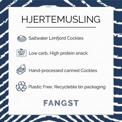 Fangst Hjertemusling | Tinned Limfjord Cockles in Cold Pressed Rapeseed Oil | 1 x110g Can