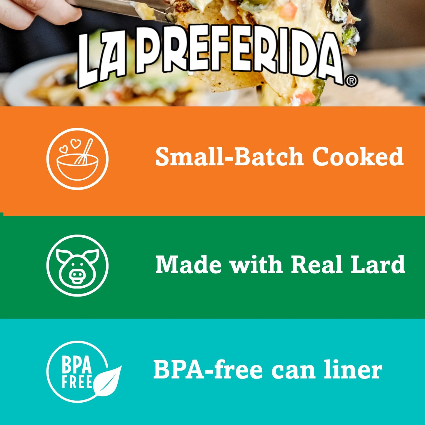 La Preferida Chorizo Refried Beans Heat & Serve for an Instant Side Dish or Add to Enchiladas, Tostadas & More,16 oz. (Pack of 12)