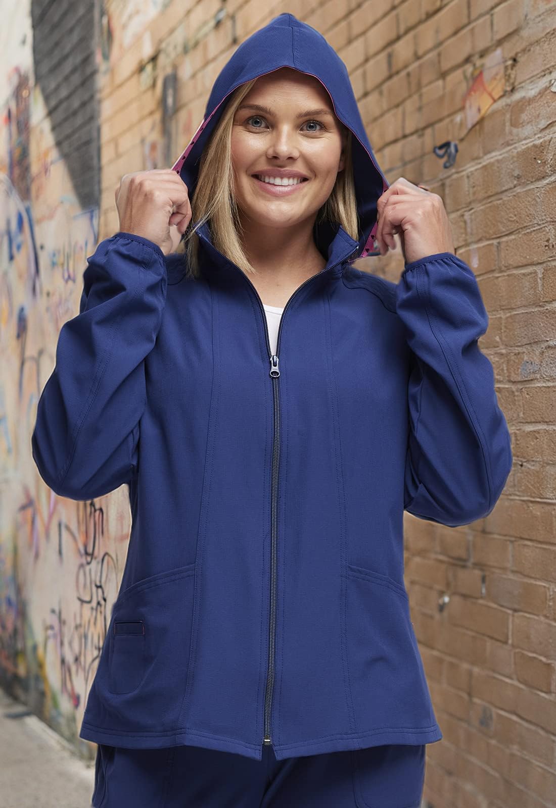 HeartSoul Break On Through Women Warm Up Scrubs Jacket Zip Front 20310