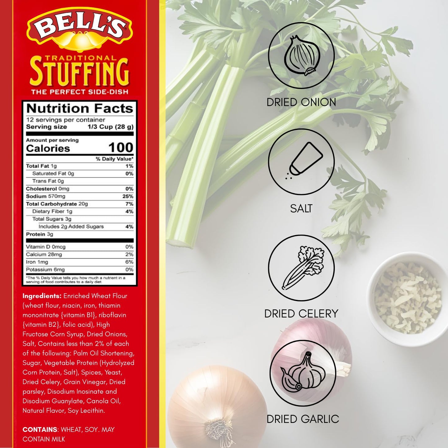 Bell's Traditional Stuffing Mix, 12 oz Box – Classic New England Recipe – Made with Bell's Seasoning – Ideal for Poultry, Pork & Holiday Meals