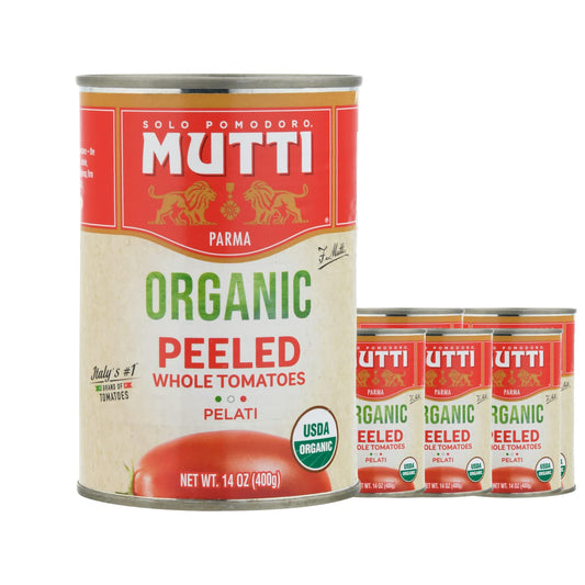Mutti Organic Whole Peeled Tomatoes (Pelati), 14 oz. | 6 Pack | Italy’s #1 Brand of Tomatoes | Fresh Taste for Cooking | Canned Tomatoes | Vegan Friendly & Gluten Free | No Additives or Preservatives