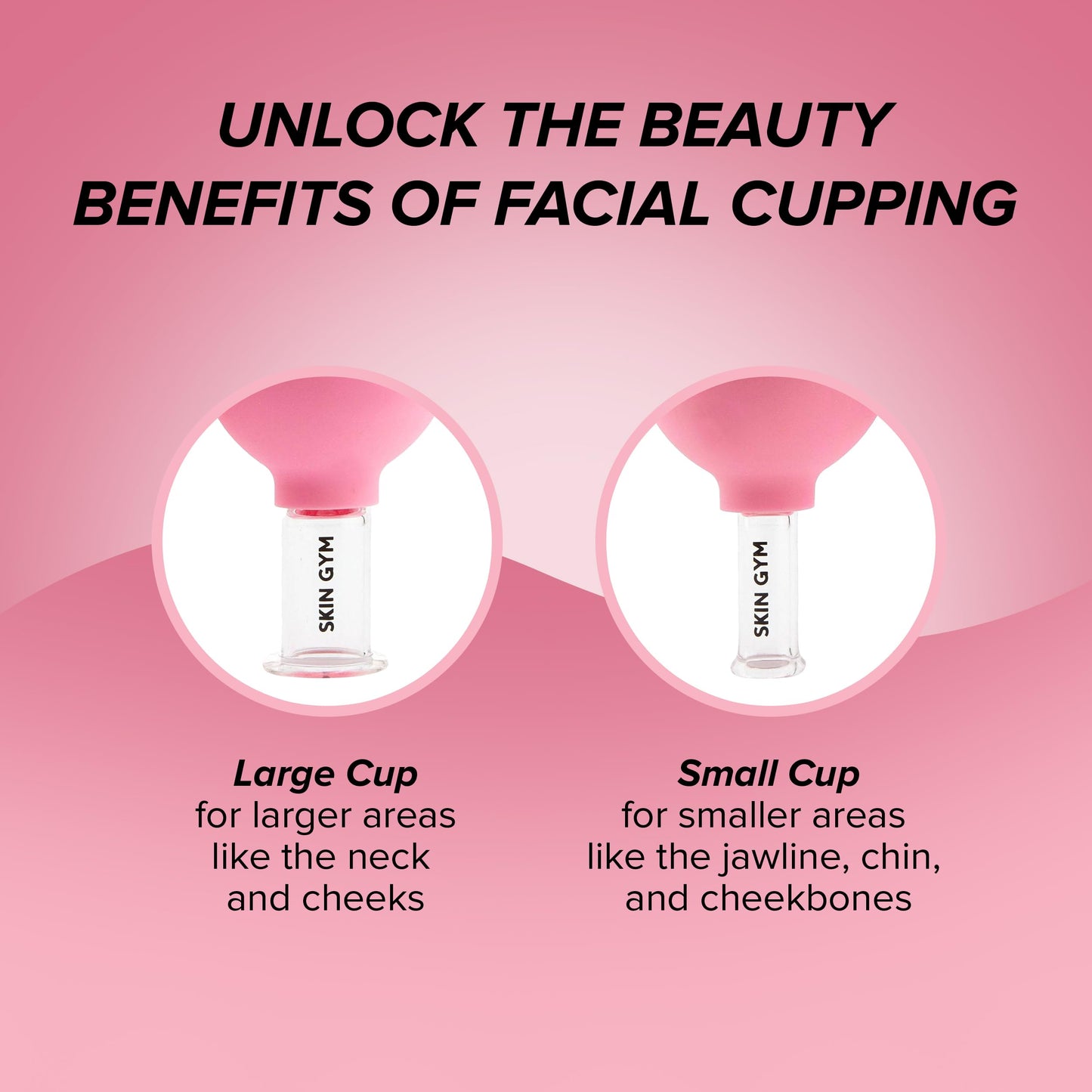 Skin Gym Facial Cupping Set for Face & Neck – Glass Face Cupping Therapy Tools for Lymphatic Drainage, Depuffing & Sculpting Jawline and Chin, Anti-Aging Facial Massage Cups, 2-Piece Set