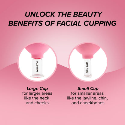Skin Gym Facial Cupping Set for Face & Neck – Glass Face Cupping Therapy Tools for Lymphatic Drainage, Depuffing & Sculpting Jawline and Chin, Anti-Aging Facial Massage Cups, 2-Piece Set