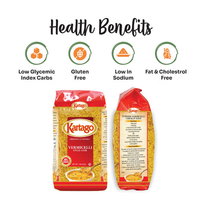 Vermicelli Noodles 36 OZ- Angel Hair Pasta Noodles, from Kartago - Great for Soups, Spaghetti Sauce, Italian Dishes - Made of Premium Semolina Flour (2-Pack)