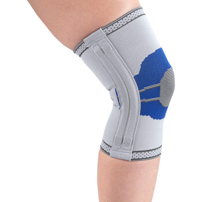 Champion Elastic Knee Support Compression Sleeve, with Flexible Stays, Gray (Side Stays), X-Large