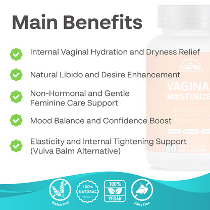 ANGELYCIA Natural Probiotic Vaginal Moisturizer Pills for Women – Slippery Elm Feminine Care Supplement for Vaginal Moisture, Dryness Relief & Healthy pH Balance Support