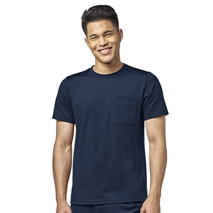 WonderWink Mens Moto Knit Crew Neck Top Medical Scrubs, Navy, Medium US