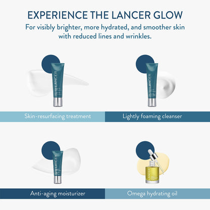 Lancer Skincare The Method Intro Kit, 3-Step Facial Exfoliator, Cleanser, and Moisturizer Kit for Oily or Congested Skin