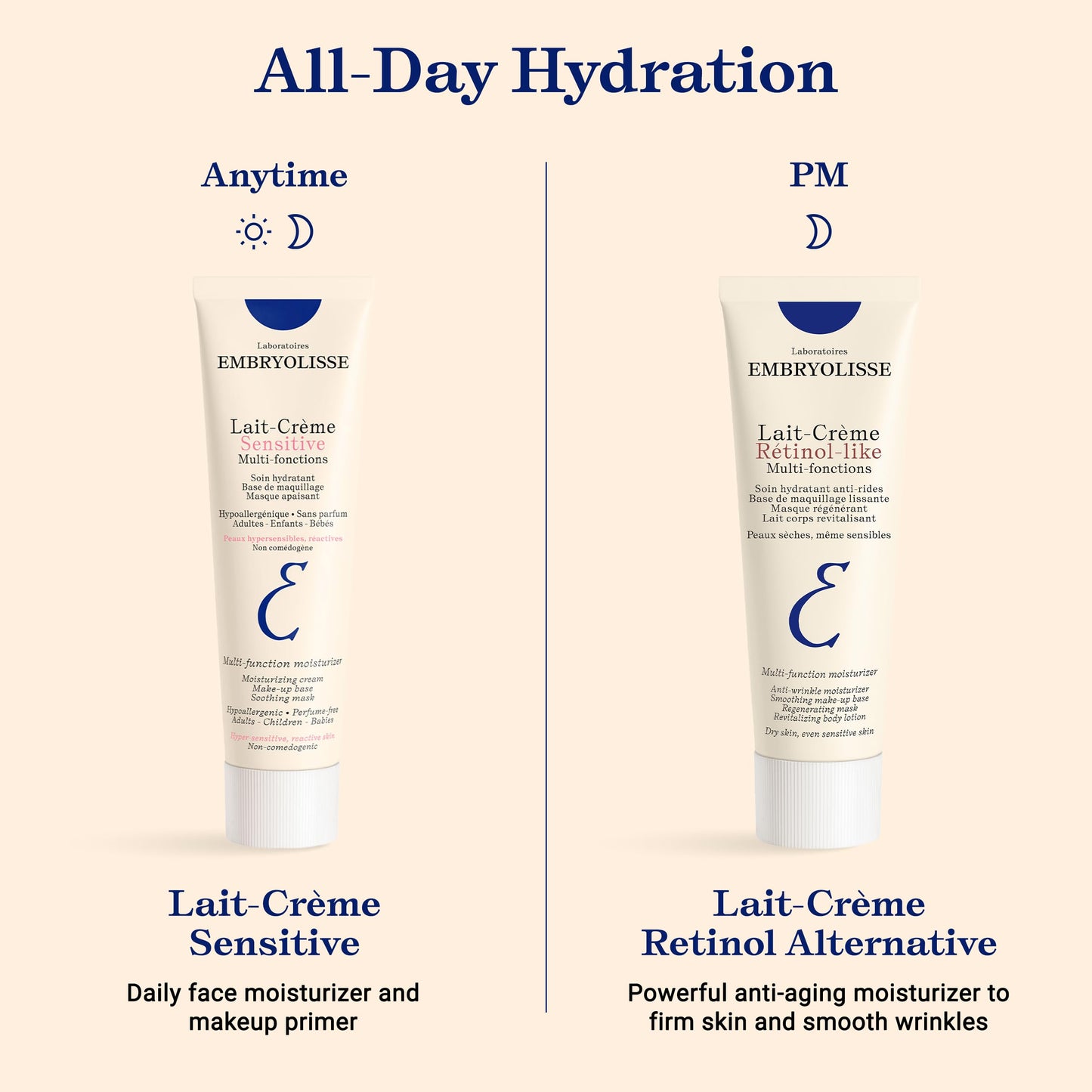 Embryolisse Lait Creme Sensitive Moisturizer. Hypoallergenic Face & Body Cream for All Skin Types With Aloe Vera & Shea Butter. Fragrance Free & Suitable for Sensitive Skin