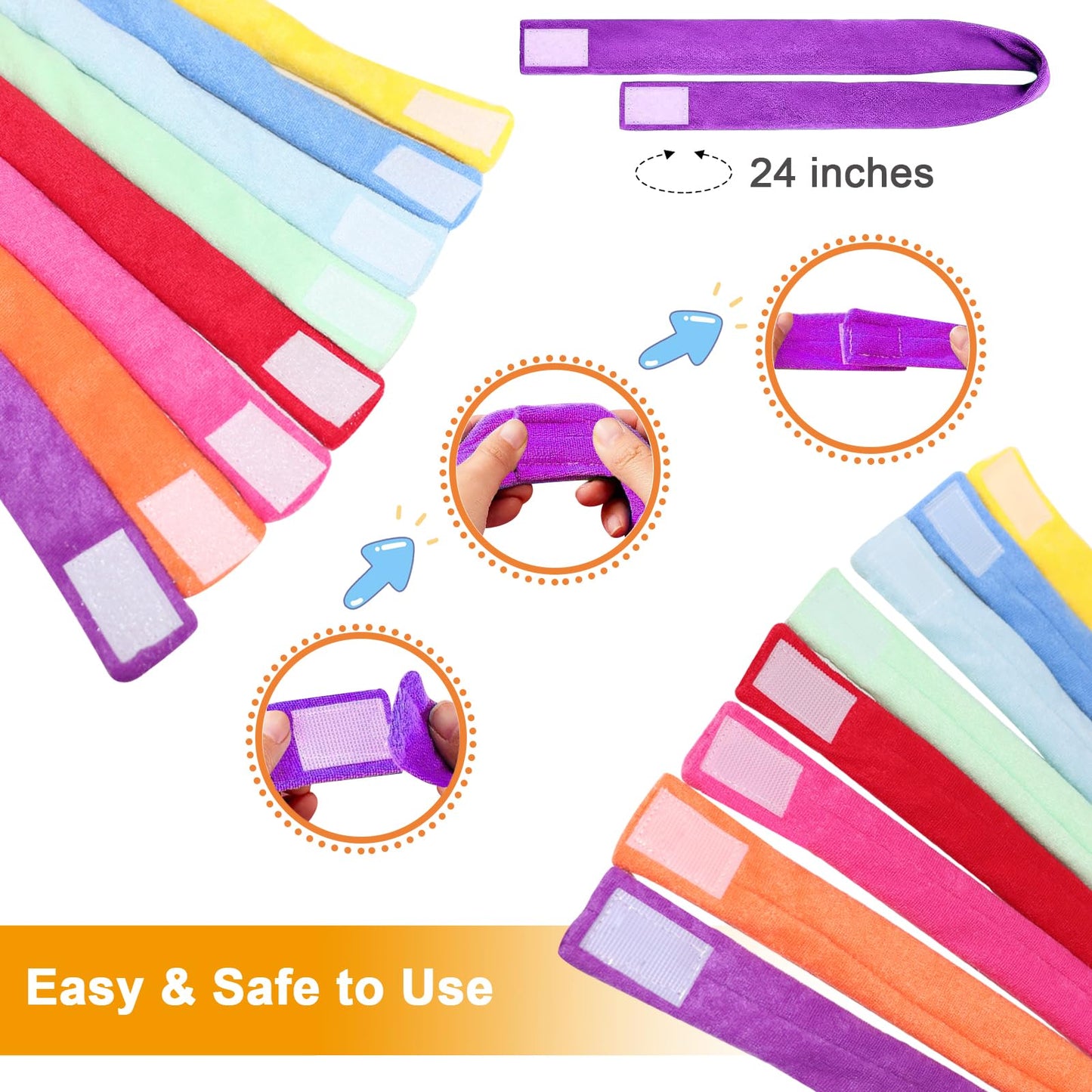 Chew Necklace for Sensory Kids, 8 Pack Terry Cloth Teething Chewy Necklaces for Boys Girls to Chewing, Absorbent Fabric Bands Sensory Products for Chewers with Autism, ADHD, SPD, fidgeting, Anxiety
