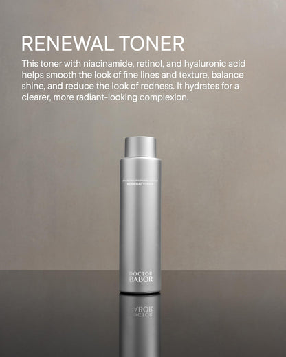 DOCTOR BABOR Renewal Toner, Smoothing & Refining Toner, Rejuvenated Complexion with Retinol & Niacinamides, Even Skin Tone and Texture, 6.76oz