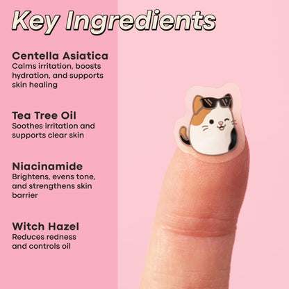 TONYMOLY x Squishmallows Cam the Calico Cat Blemish Patches – Centella Asiatica Hydrocolloid Acne Treatment Stickers for Face – Cute K-Beauty Pimple Patch – 36 Count