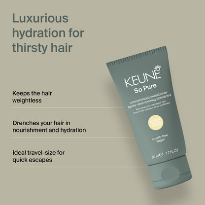 KEUNE So Pure Restore Conditioner, Moisturizing and Nourishing Formula, Travel Size, 50ml