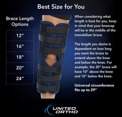 United Ortho 61016 3-Panel Knee Immobilizer, 16" Size