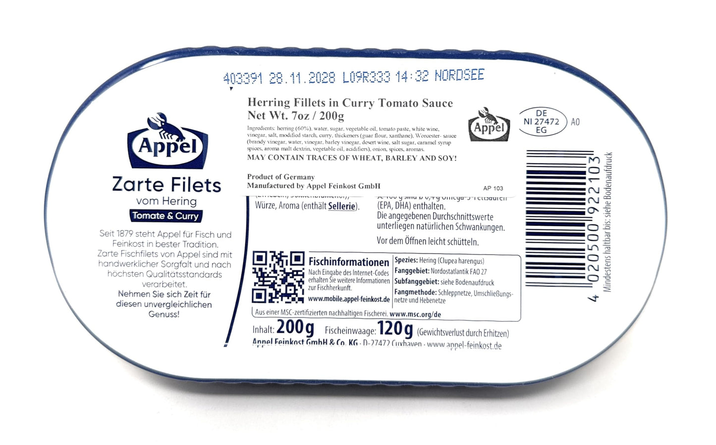 Appel Herring Fillets in Tomato & Curry Sauce-200g