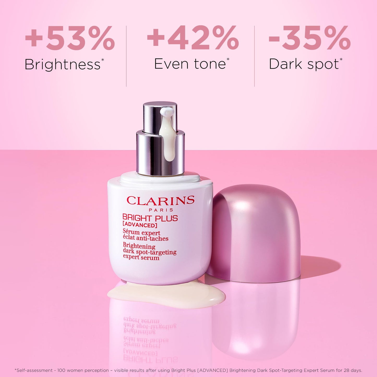 Clarins Bright Plus Serum | Visibly Brightens and Boosts Radiance | Evens Skin Tone | Targets Dark Spots | Contains Vitamin C and Niacinamide | All Skin Types | 1 Fluid Ounce