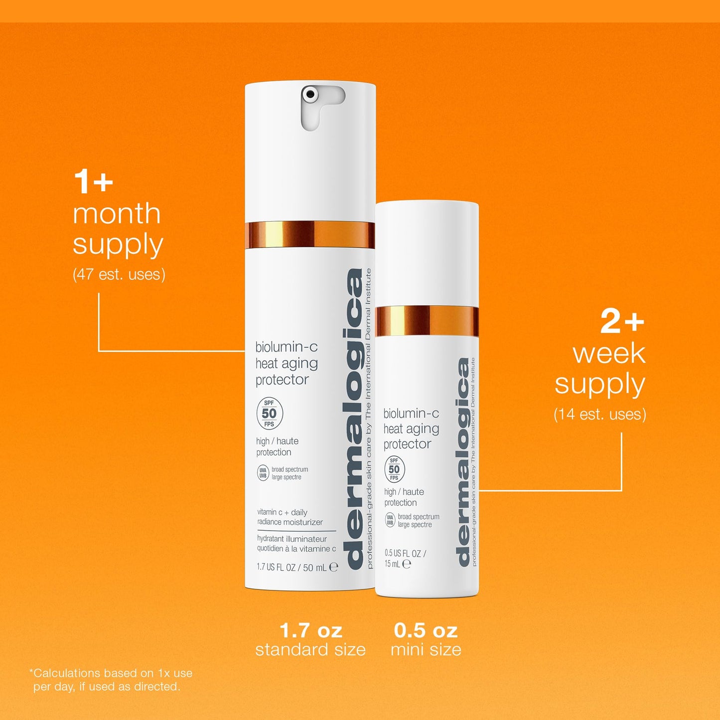 Dermalogica Biolumin-C Heat Aging Protector SPF 50, Daily Face Moisturizer with Sunscreen - Defend Signs of Skin Aging, 1.7 fl oz