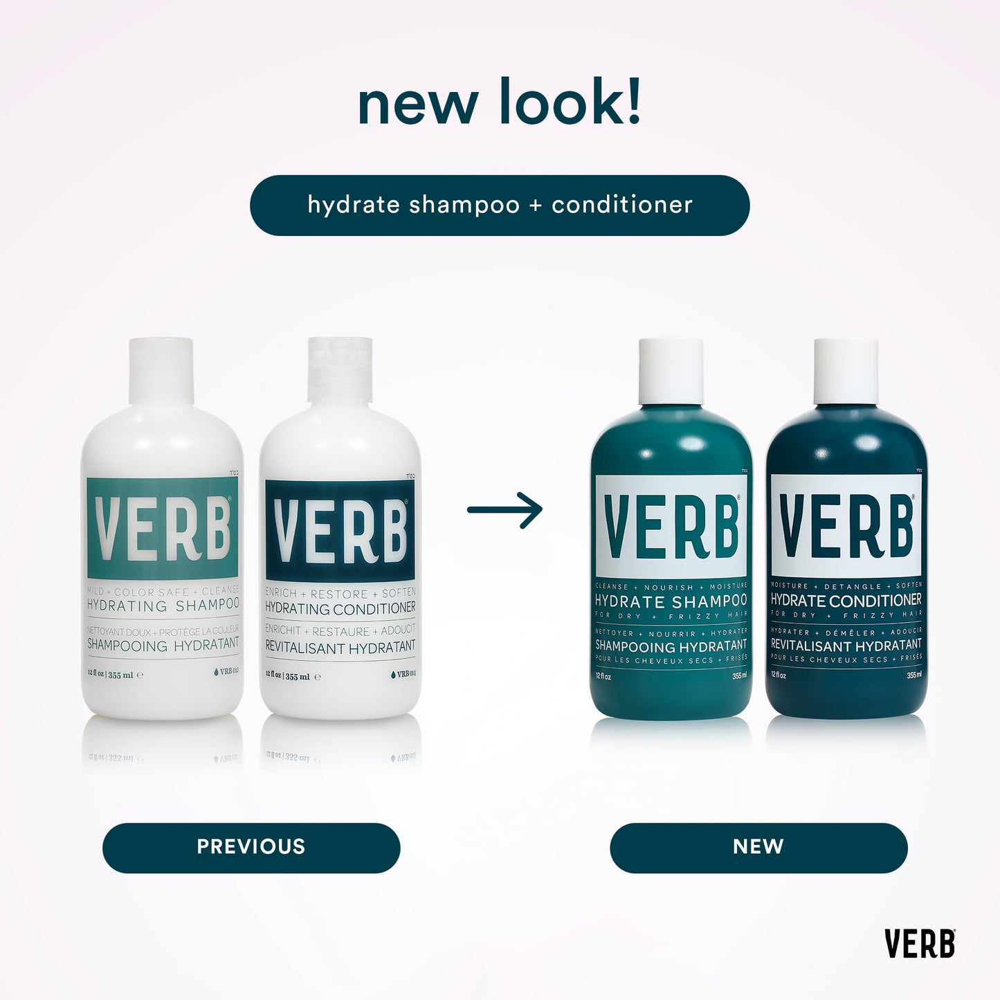 VERB Hydrate Shampoo - Cleanse Dry + Frizzy Hair - Smooth + Reduce Frizz - Amber + Warm Jasmine Scent