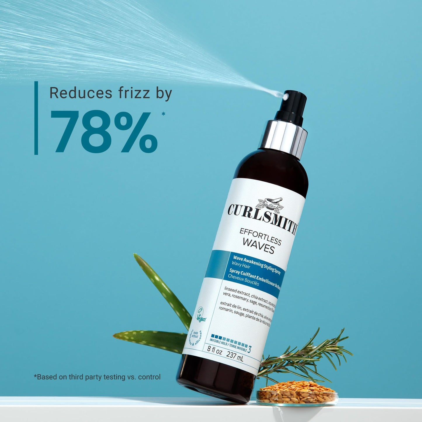 Curlsmith Effortless Waves - Lightweight Wave Styling Spray, Reduces Frizz, Easy Styling for Wavy Curls, Vegan & Cruelty Free