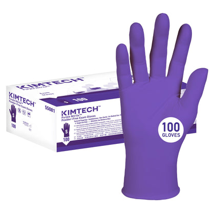 Ansell Kimtech™ Purple Nitrile™ Exam Gloves (55081), 5.9 Mil, Ambidextrous, 9.5”, Small, 100 Nitrile Gloves/Box