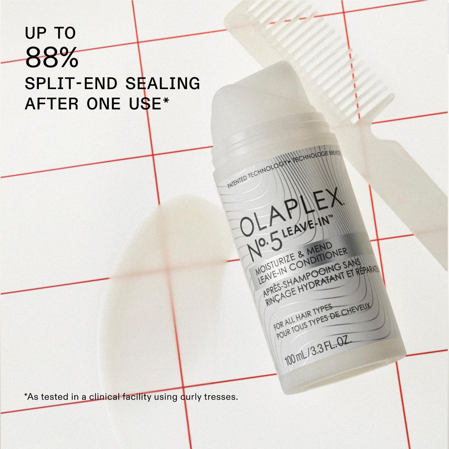 Olaplex Nº.5 Leave-In Conditioner: Moisturizes & Mends Split Ends | Reduces Breakage & Repairs, Protects Damaged Hair | For Coily, Curly, Straight, and Wavy, 100 mL / 3.3 Fl. Oz.