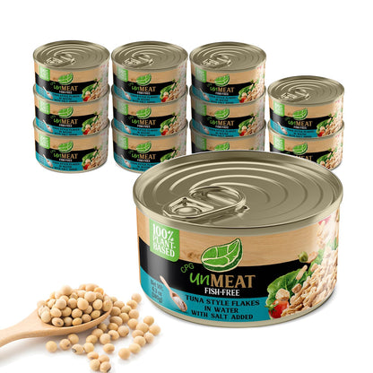 unMEAT Plant Based Tuna Style Flakes | Easy to Prepare Vegan Canned Tuna Flakes in Water, 12 pack