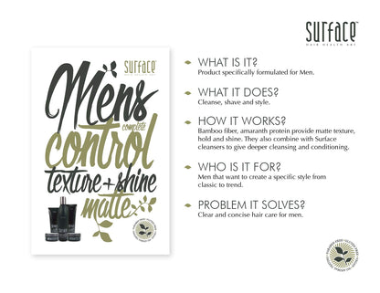 SURFACE Hair Men Styling Mud - Flax and Bamboo Provide Flexible Strong Fibers to Shape Sculpt and Hold Your Matte Style - 2.25 oz