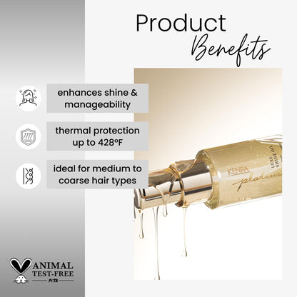 Kenra Professional Platinum Luxe Shine Oil | Gold Enriched Nourishing Elixir |Enhances Shine & Manageability | Thermal Protection Up To 450F | Medium To Coarse Hair