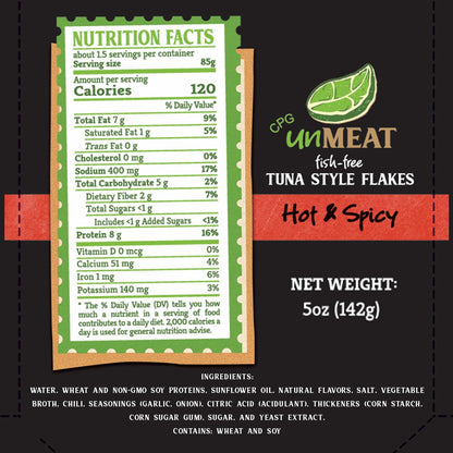 VEGAN Tuna Fish UnMeat 100% PLANT-BASED - Vegetarian Meat Fish-Free (Vegan Tuna Pouches (3 count - 15oz), Hot & Spicy))