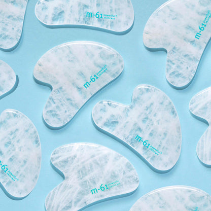 m-61 Clear Quartz Gua Sha | Facial Massage Tool To Stimulate Circulation, Decrease Inflammation. 100% Hand-Carved Natural Clear Quartz Stone.