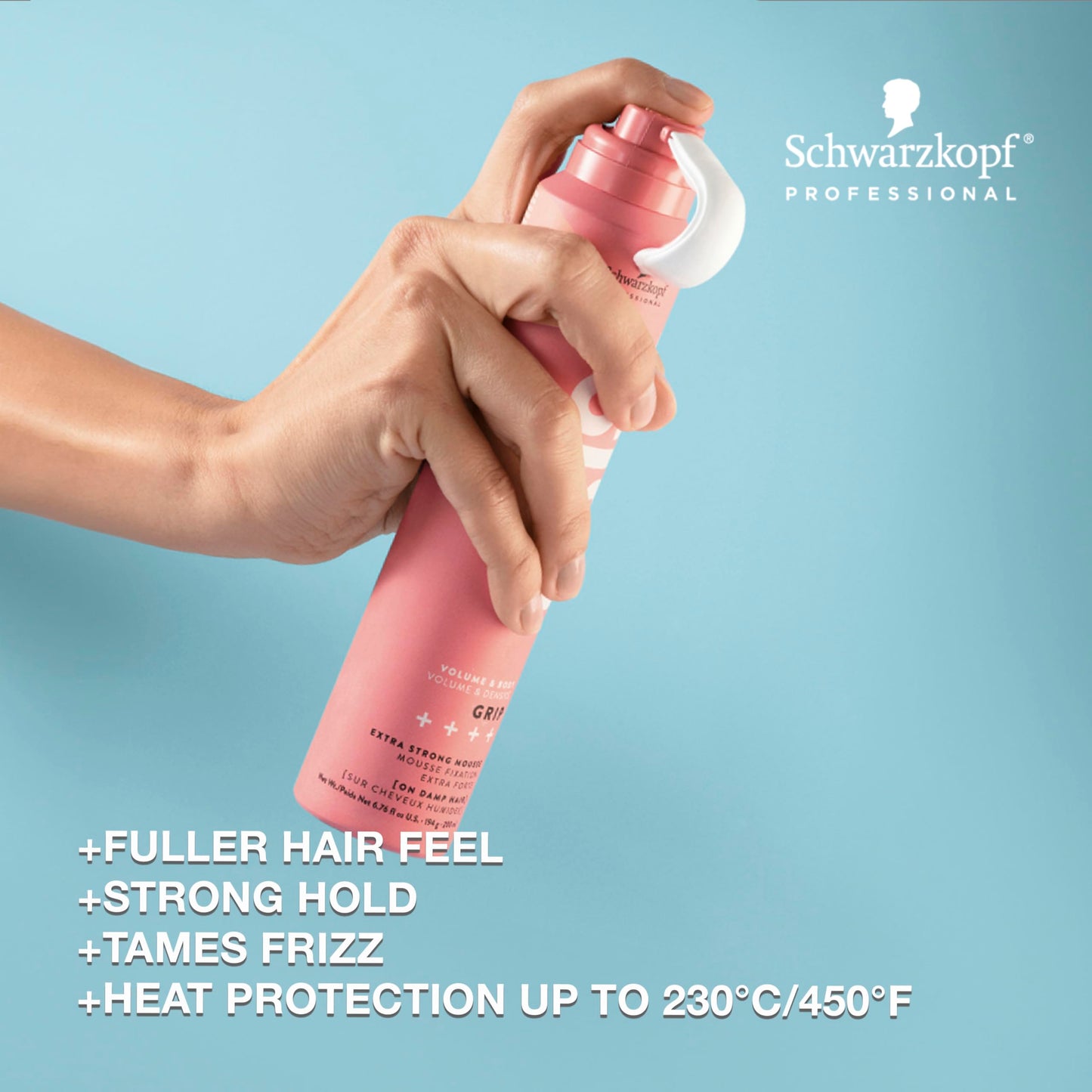 OSiS+ Grip Extreme Hold Mousse - Extra Strong Control Volume Mousse with Heat Protection
