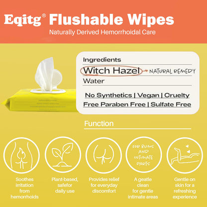 Witch Hazel Cleansing Wipes-3 packs, Flushable Alcohol Free Wet Wipes for Sensitive Skin, Pop-Up Dispenser Pack, Gentle & Soothing, Septic Safe, 50 Count, Daily Body & Personal Care Wipes