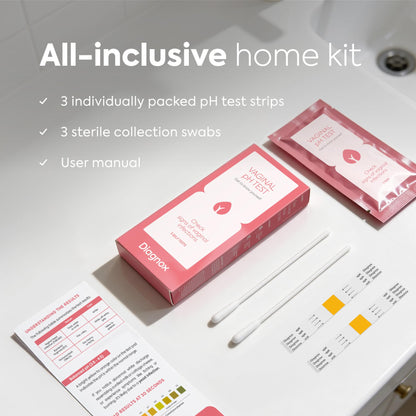 Diagnox Health At Home Vaginal pH Test Strips for Women, Early Detection of Feminine pH Imbalances, Individually Packaged & Easy to Use BV Test, Pack of 3