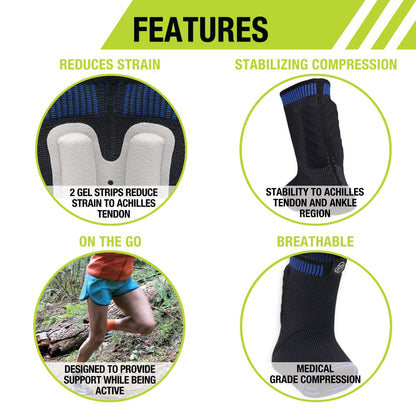 Pro-Tec Athletics Achilles Sleeve with Dual Gel Compression Strips, Achilles Tendon Support for Tendinitis Relief,