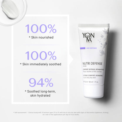 Yonka Nutri-Defense Creme, Nourishing Dry Skin Facial Moisturizer, Rich Shea Butter Treatment Cream with Prebiotics and Probiotics, Dry and Sensitive Skin, Paraben-Free