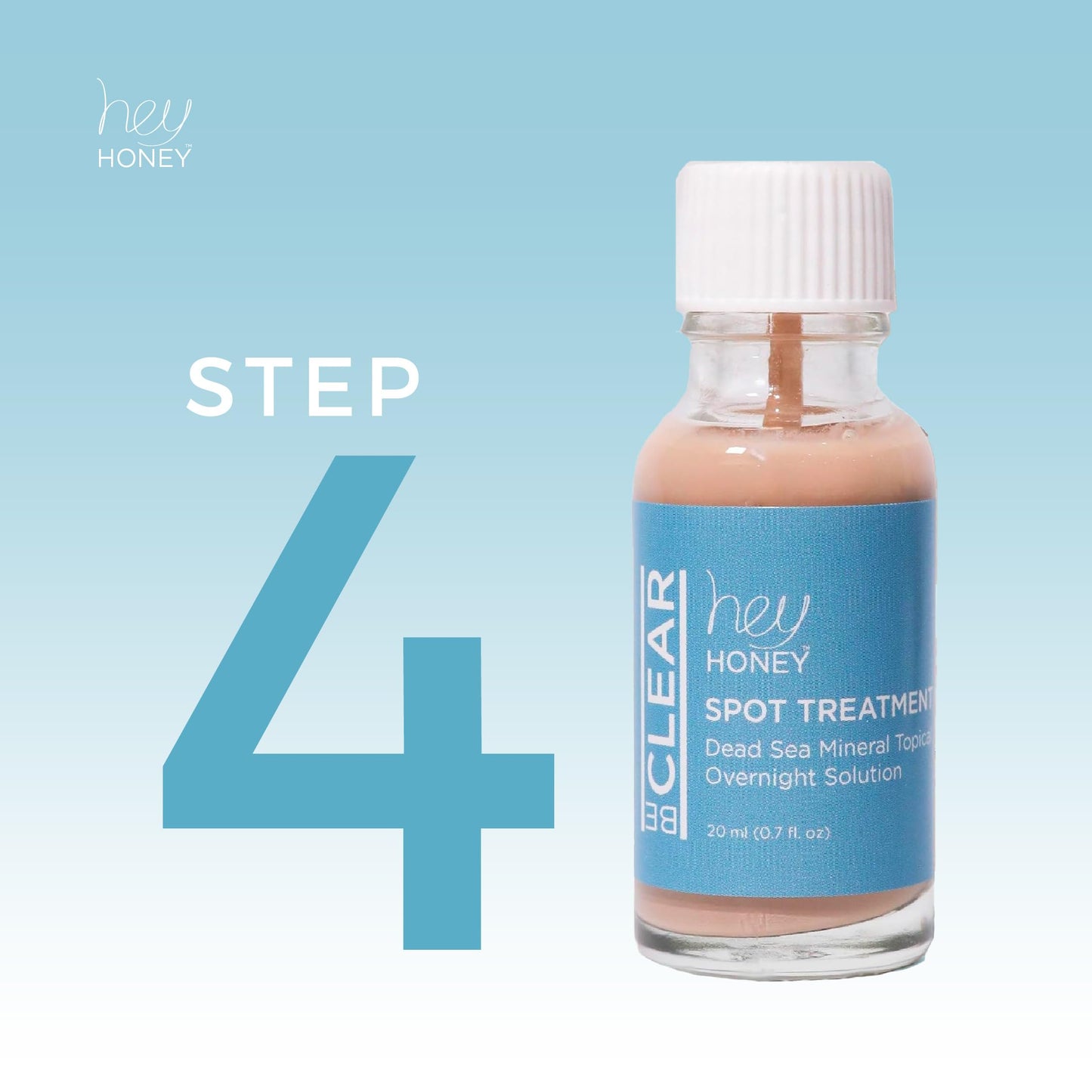 Hey Honey Skincare Be Clear - Acne Spot Treatment Overnight, Pimple Drying Lotion, Use Over Zits Whitehead & Blemishes 1 OZ