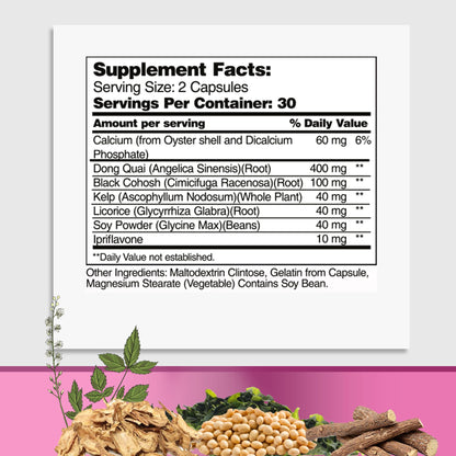 GreeNatr Menopause Supplements for Women - Perimenopause Supplements Women with Dong Quai & Black Cohosh for Menopause Hot Flashes - Menopause Support for Sleep Quality & Hormone Balance - 60 Caps