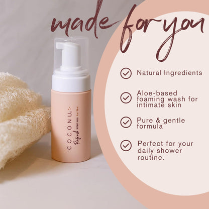 COCONU Refresh Intimate Wash - Foaming Wash for Women & Men | Intimate Soap, Fragrance Fragrance Free Feminine Wash | Use Daily, 4 Oz